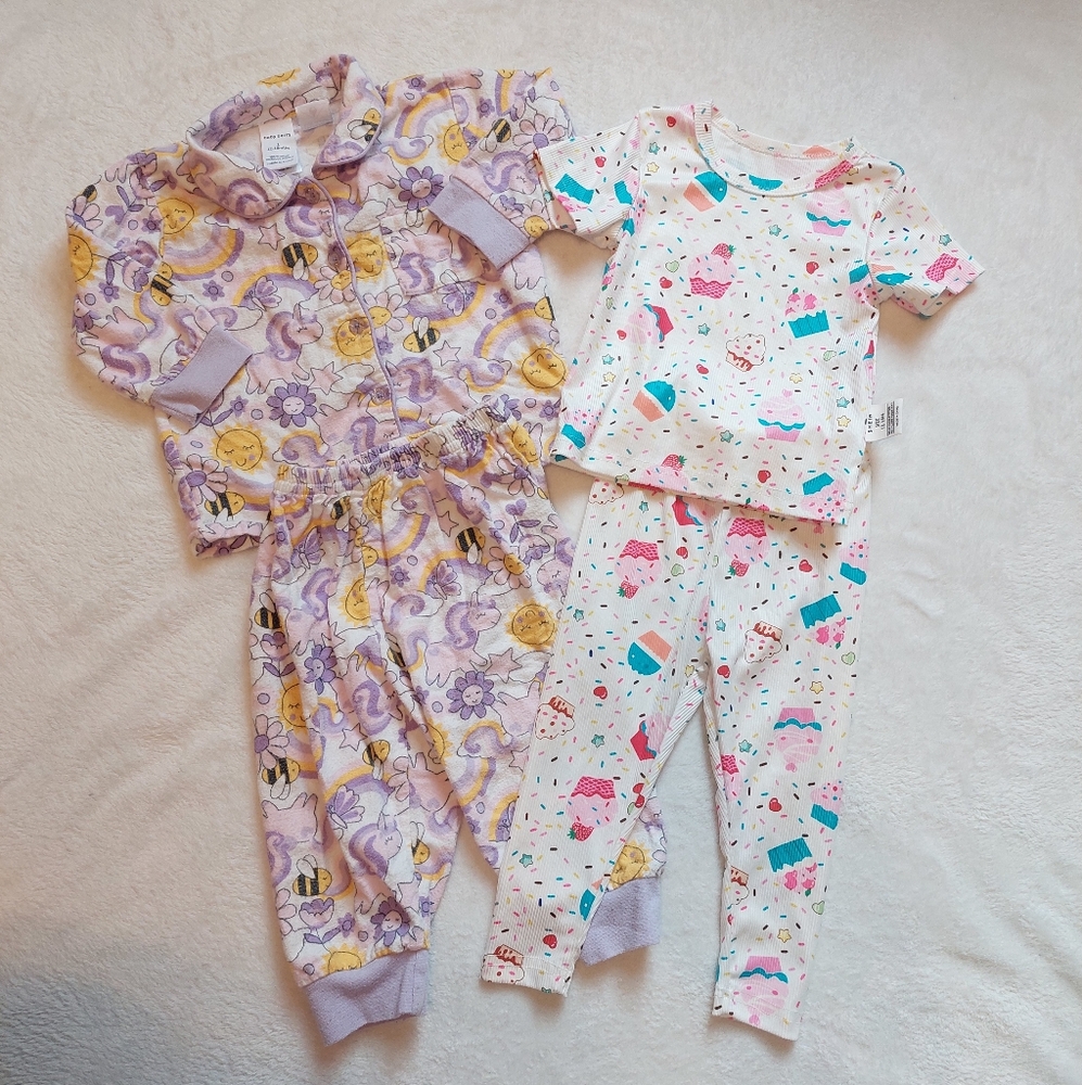 Baby Berry & Shein 12 - 18 Months Pajama Sets Mixed Lot Birthday Bee Stars Girl